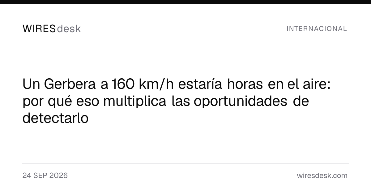 Un Gerbera a 160 km/h estaría horas en el aire: por qué eso multiplica las oportunidades de detectarlo